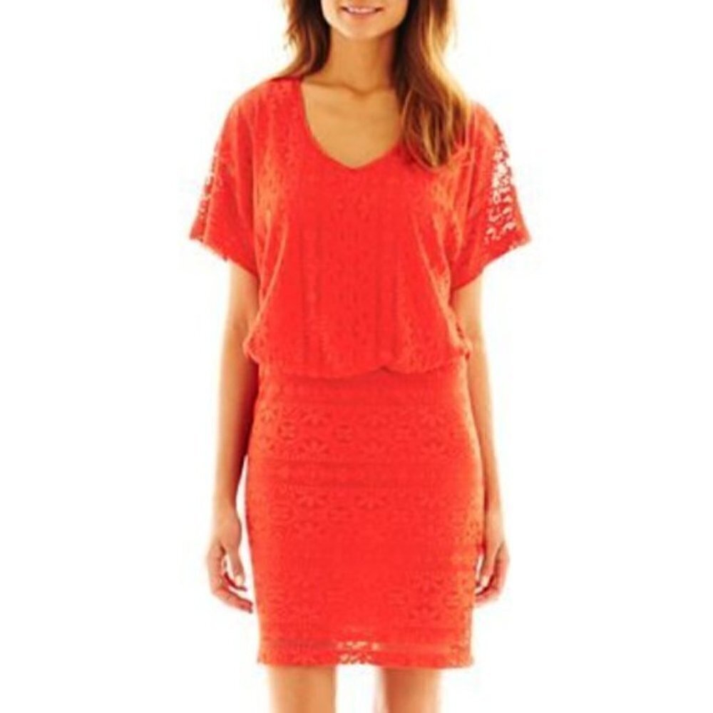 BISOU BISOU beautiful red orange dress- size 4